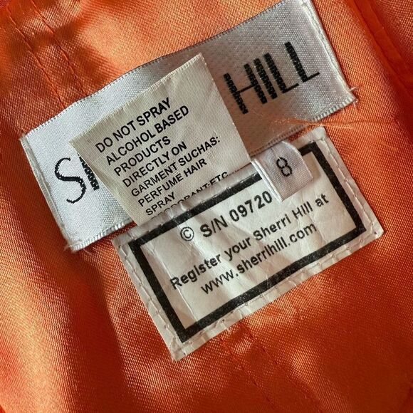 Sherri Hill Sweetheart Strapless Beaded Coral Formal Gown Prom Pagent Dress 0972 - Picture 7 of 10